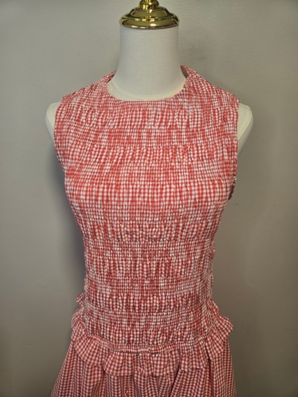 Vici Lillianne Gingham Smocked Sleeveless Mini Dress Large 🌞 - Picture 7 of 8